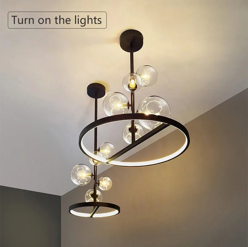 NOSTAGA Glazen Cirkel Hanglamp – LED Kroonluchter