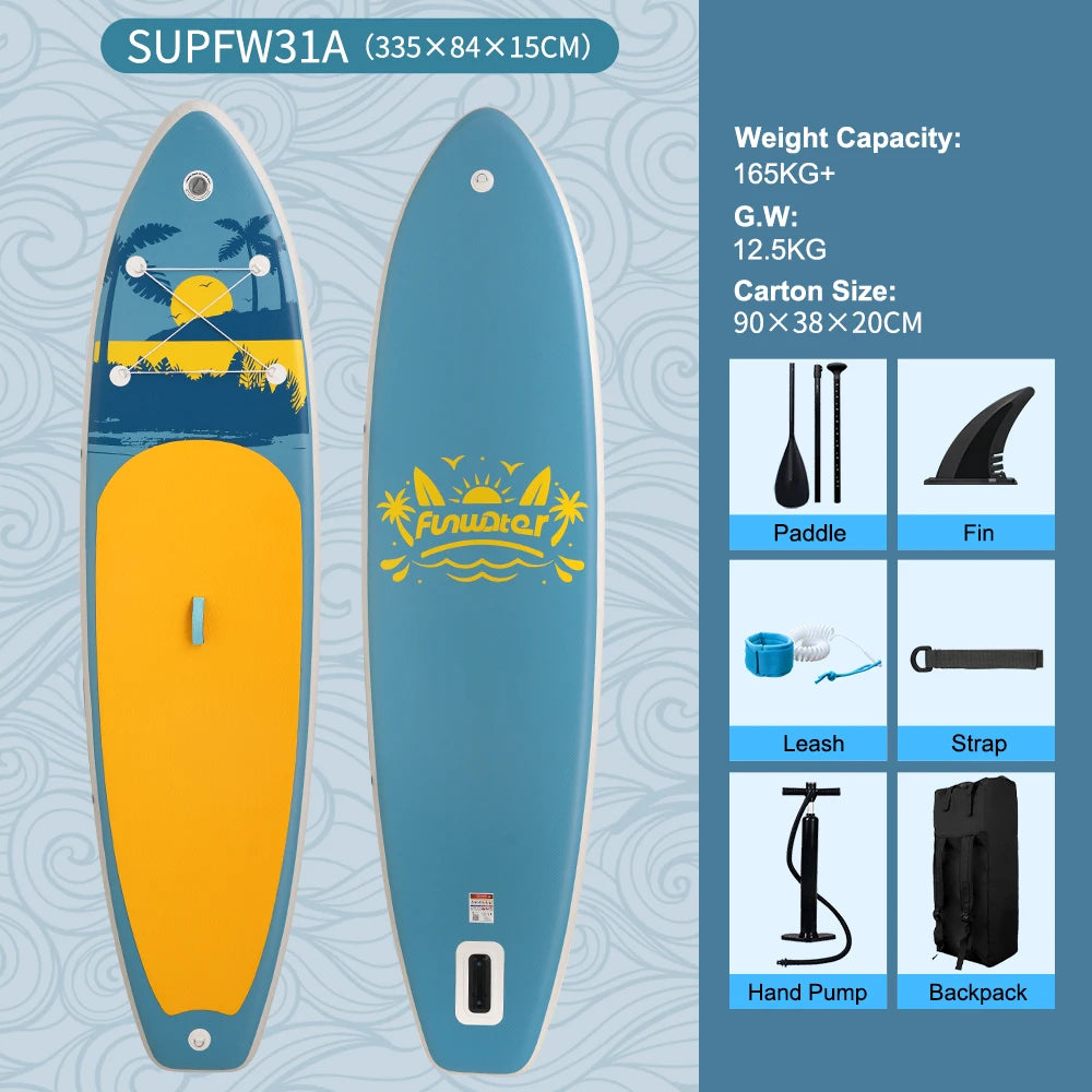 Inflatable SUP board with premium accessories and carrying strap