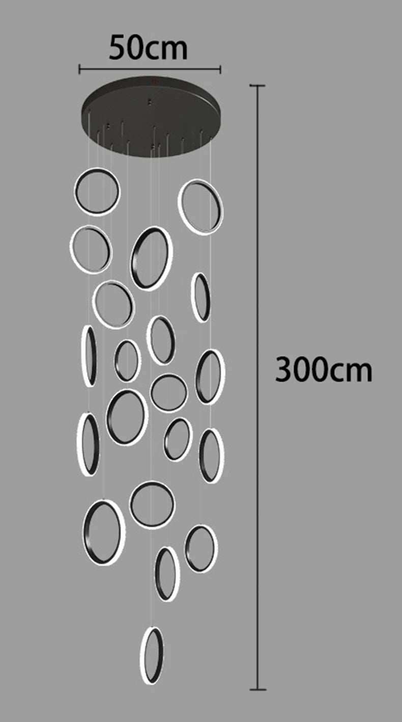 Stairwell Chandelier Crystal Ring - Modern for Staircase & High Ceilings