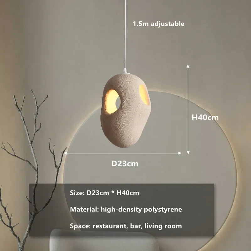 Wabi-Sabi-Hängeleuchte aus Kunstharz – Moderne, skulpturale Hängelampe
