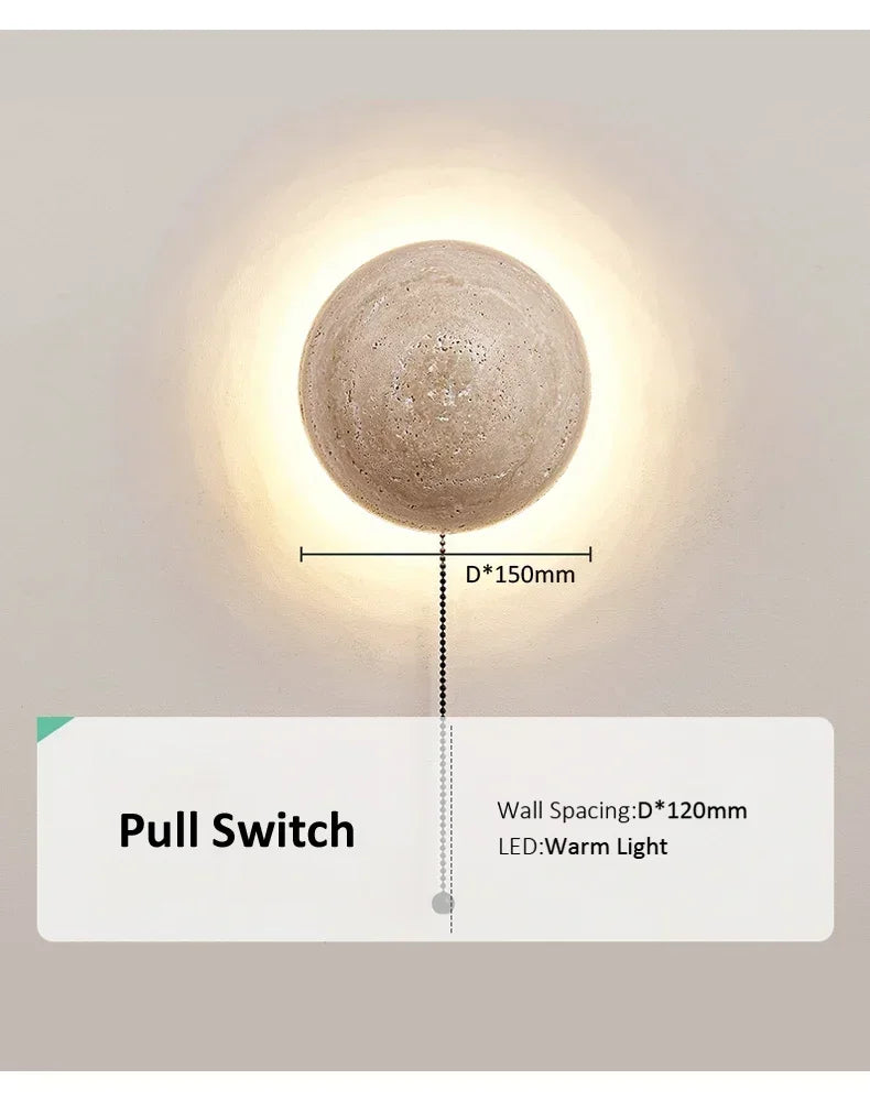 Nordic Limestone Wall Lamp - Natural Stone LED Light for Bedroom & Corridor