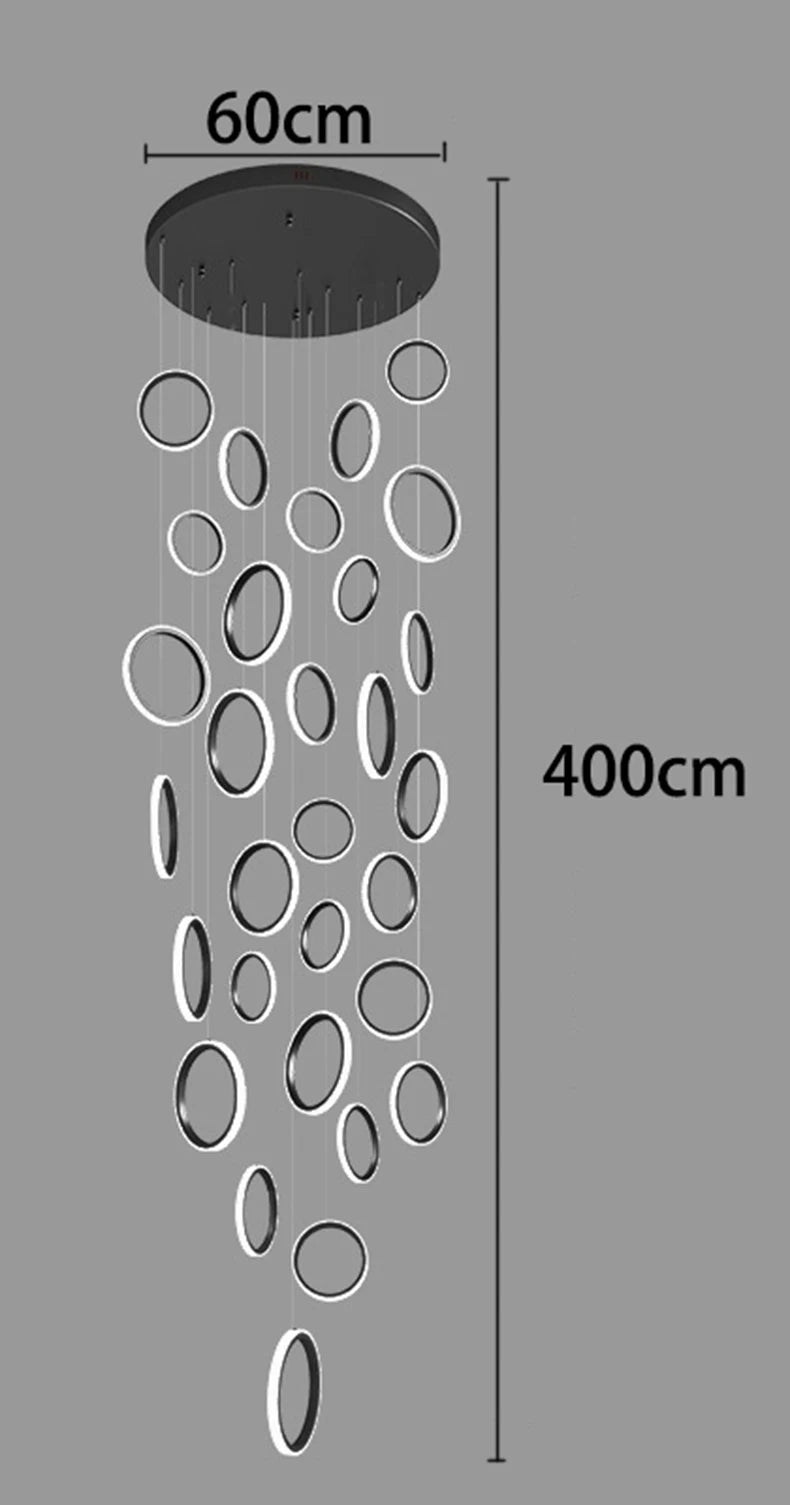 Stairwell Chandelier Crystal Ring - Modern for Staircase & High Ceilings