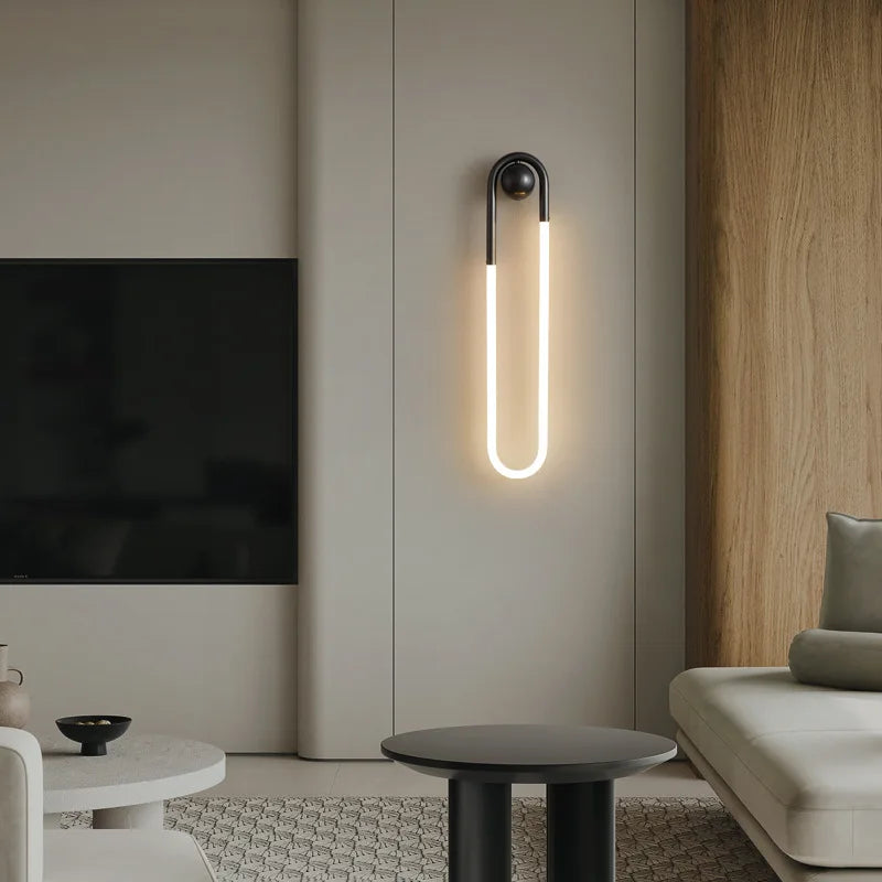 U-vormige led-wandlamp – Art-decodesign | Koper of zwart