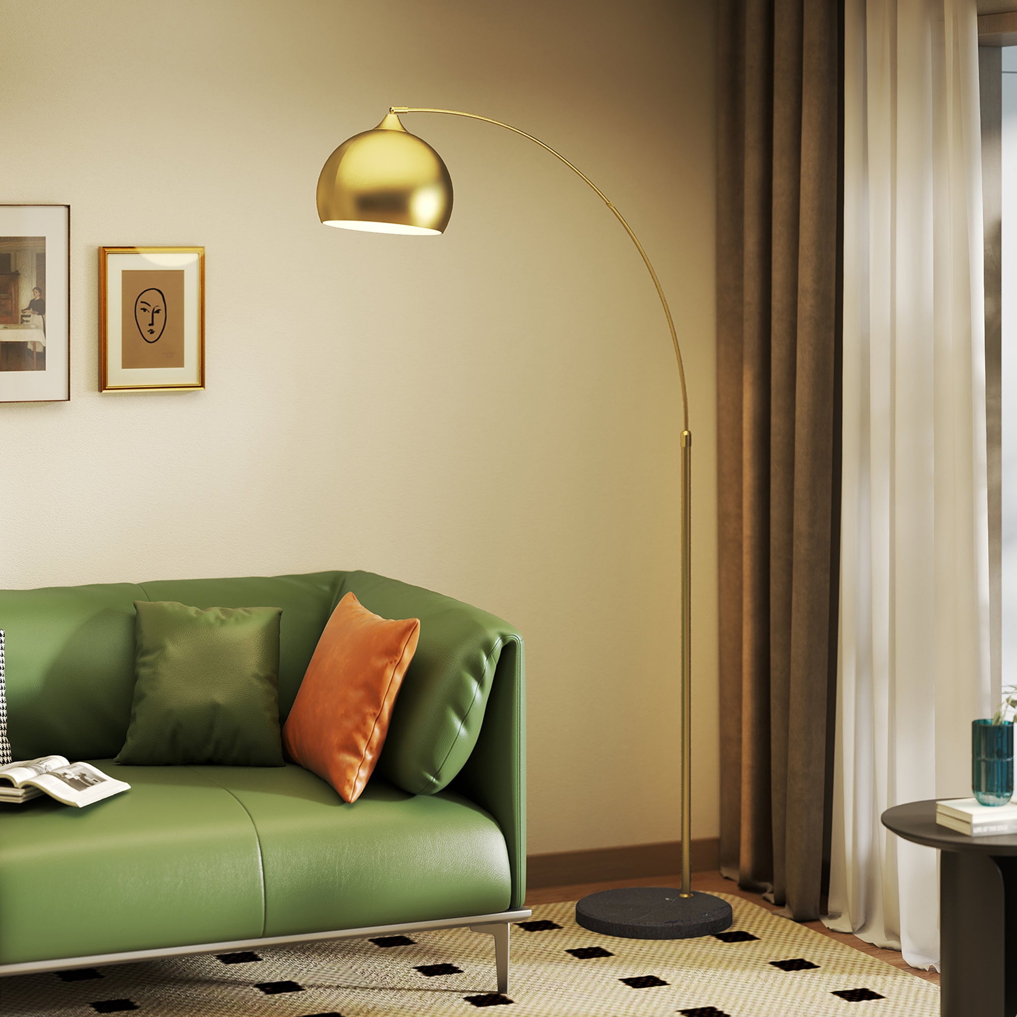 Verstellbare Bogenstehleuchte – Moderne goldene Stehleuchte mit Fußsteuerung