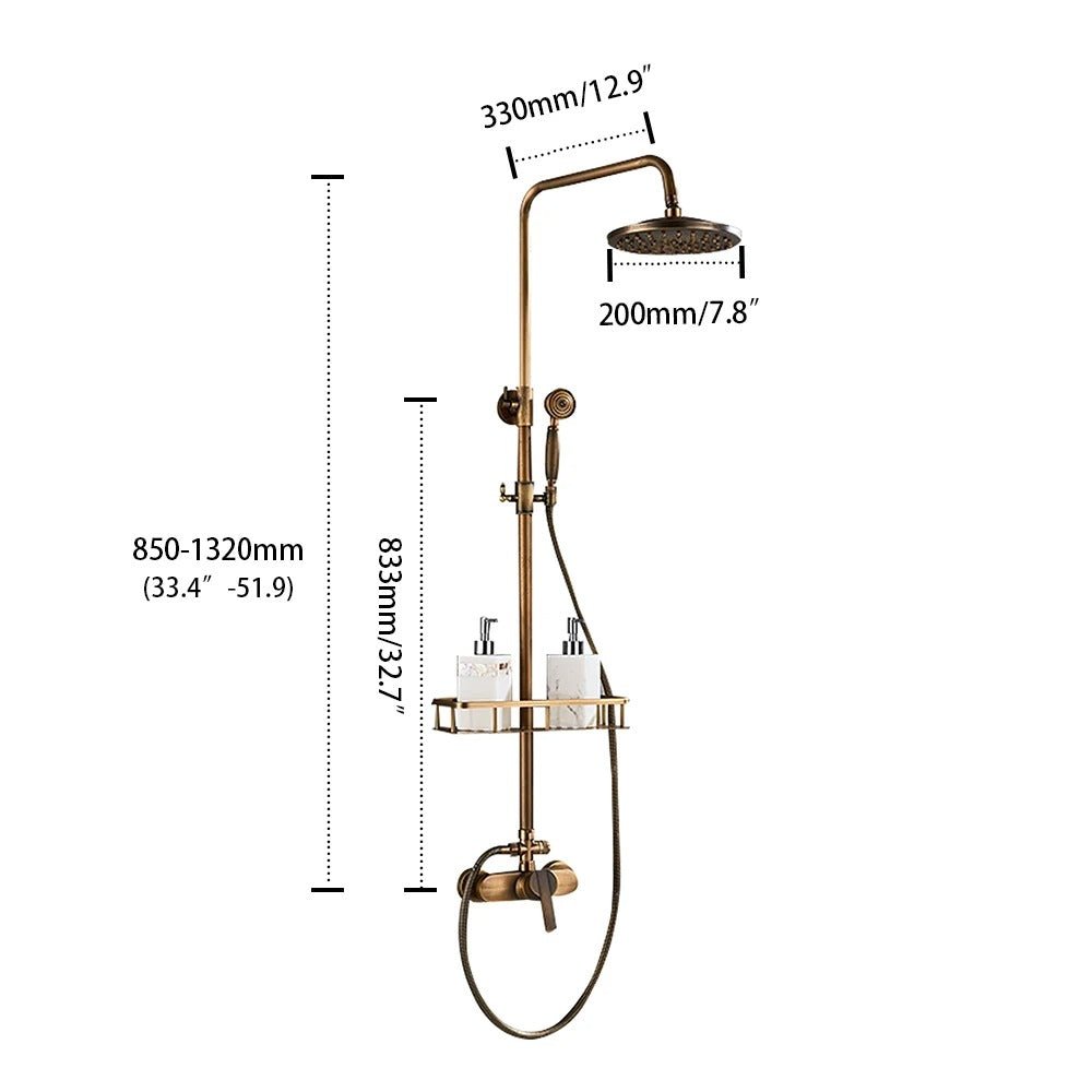 Antiek messing regenval douche set mengkraan - Act Design Shop