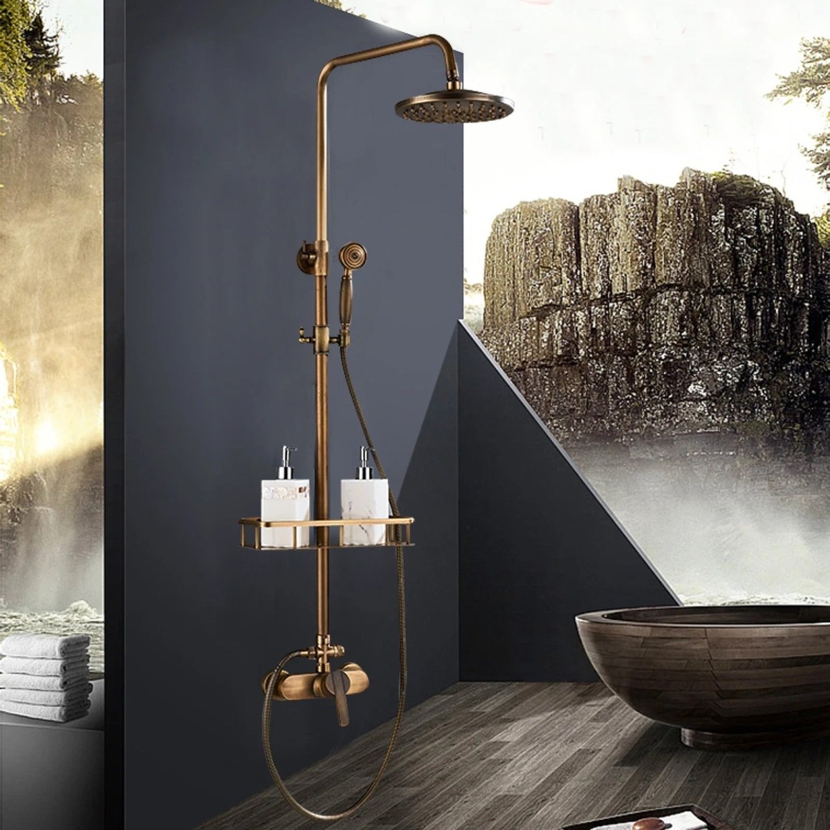 Antiek messing regenval douche set mengkraan - Act Design Shop