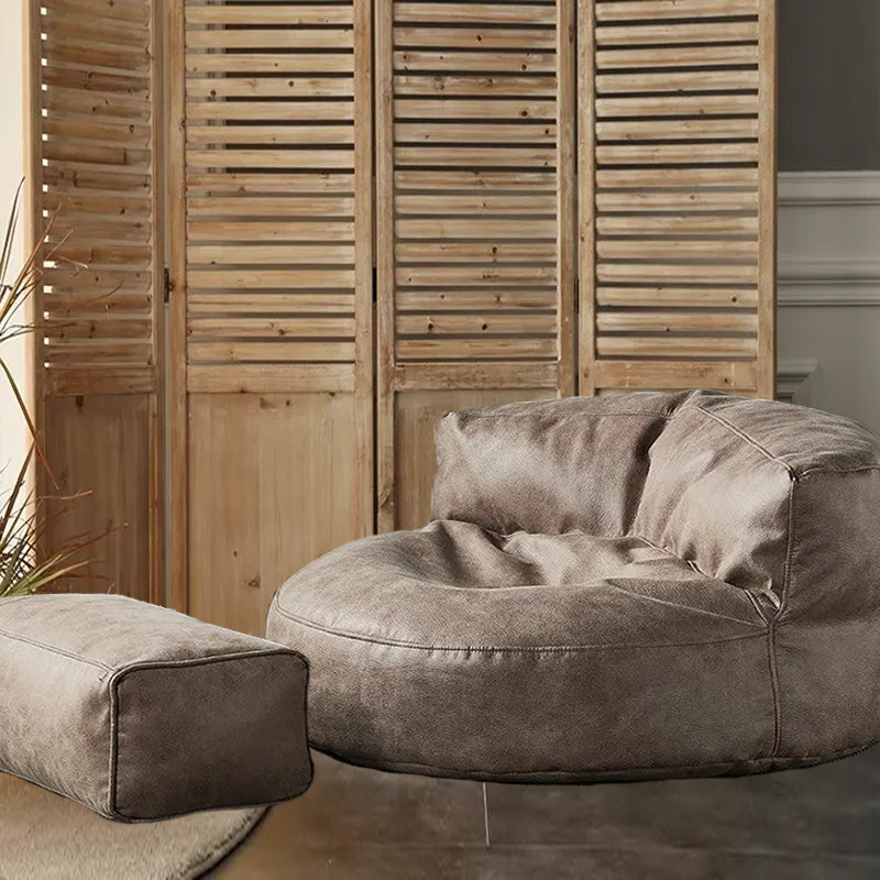 Wagrex – Loveseat Sitzsack Sessel Modern Rund Retro-Leder