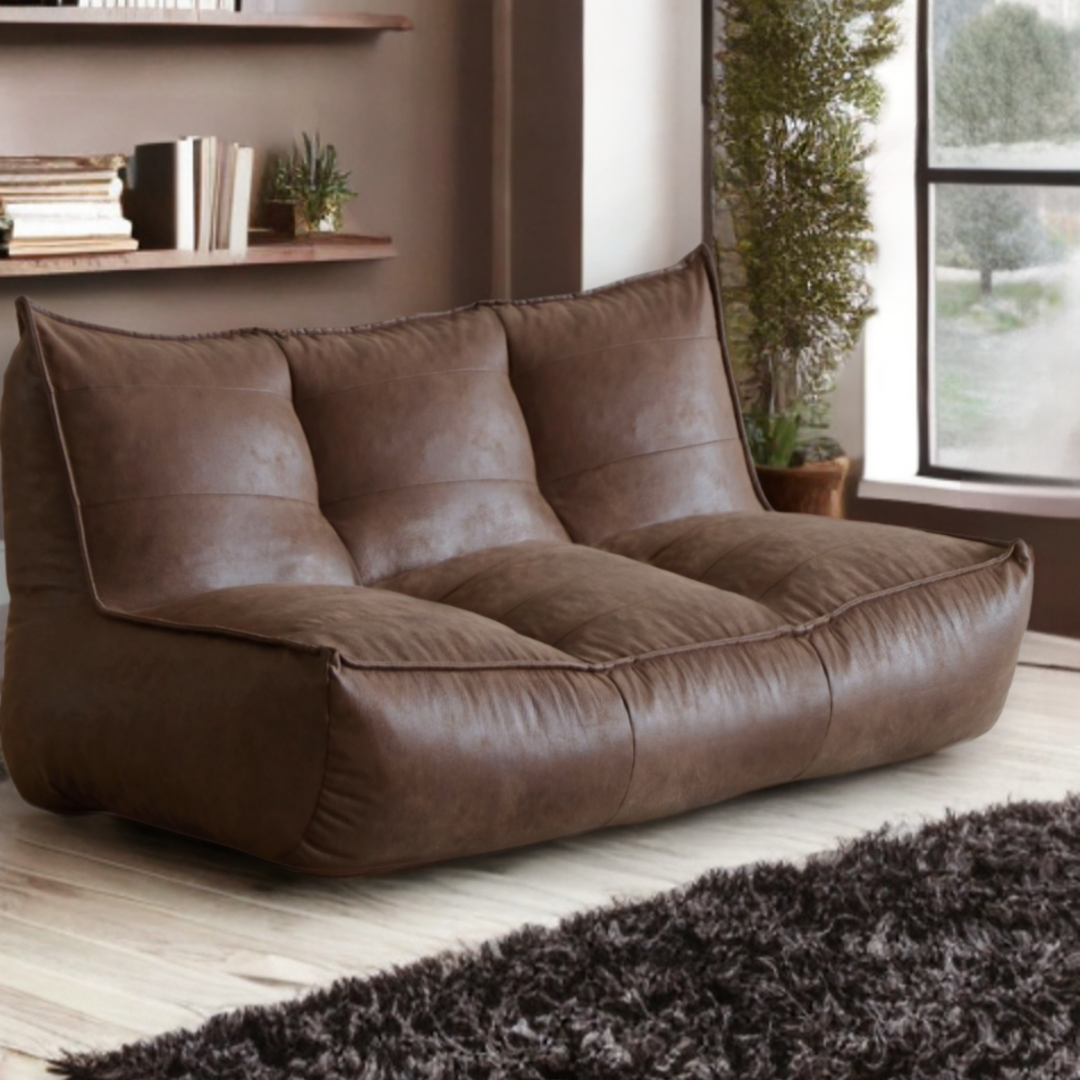 Couch Sitzsack Rippe Modern Retro-Leder