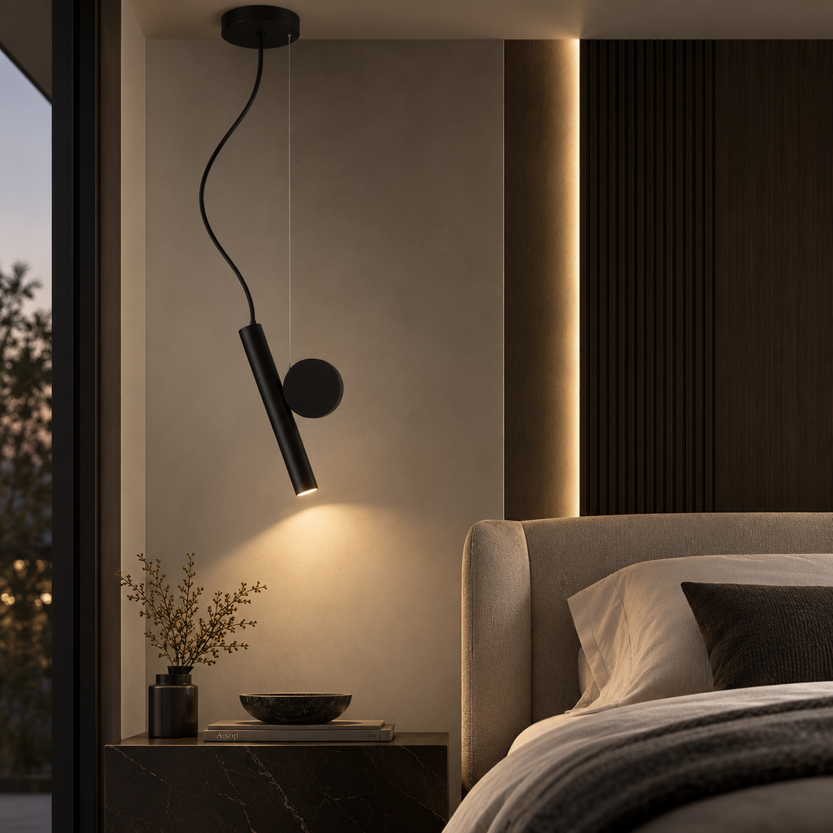 Moderne led-hanglamp met verstelbaar snoer – zwart aluminium