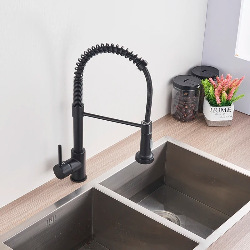 Keukenkraan met Uittrekbare Handdouche Spiraal Sproeikop - Keuken Mengkraan van messing