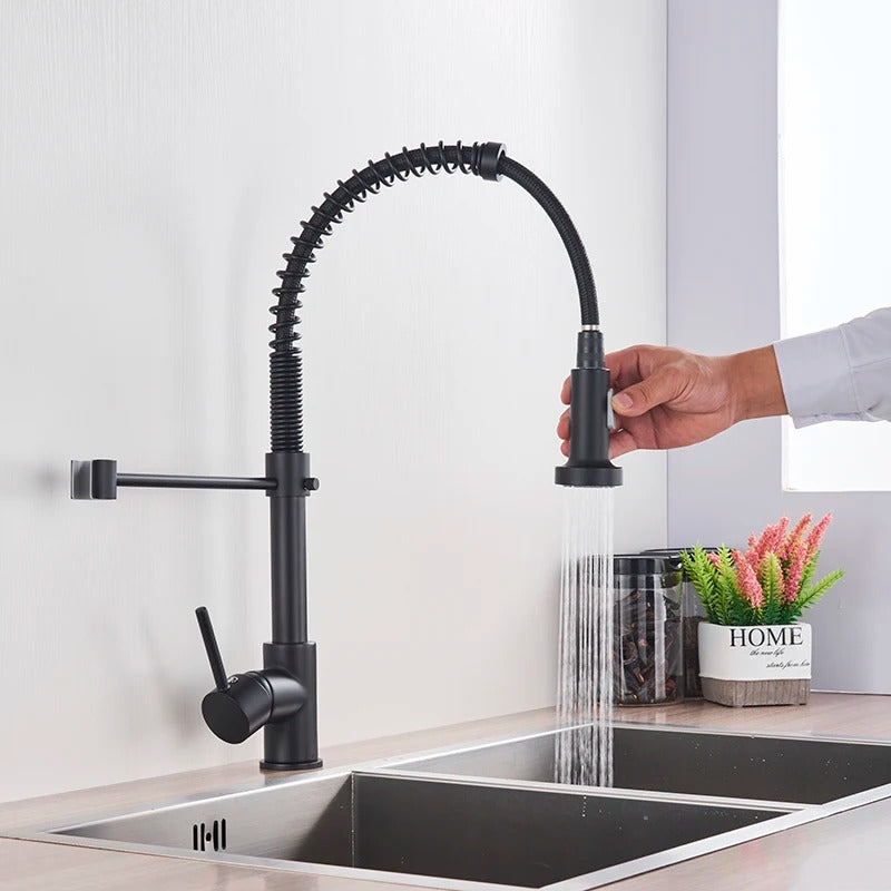 Keukenkraan met Uittrekbare Handdouche Spiraal Sproeikop - Keuken Mengkraan van messing