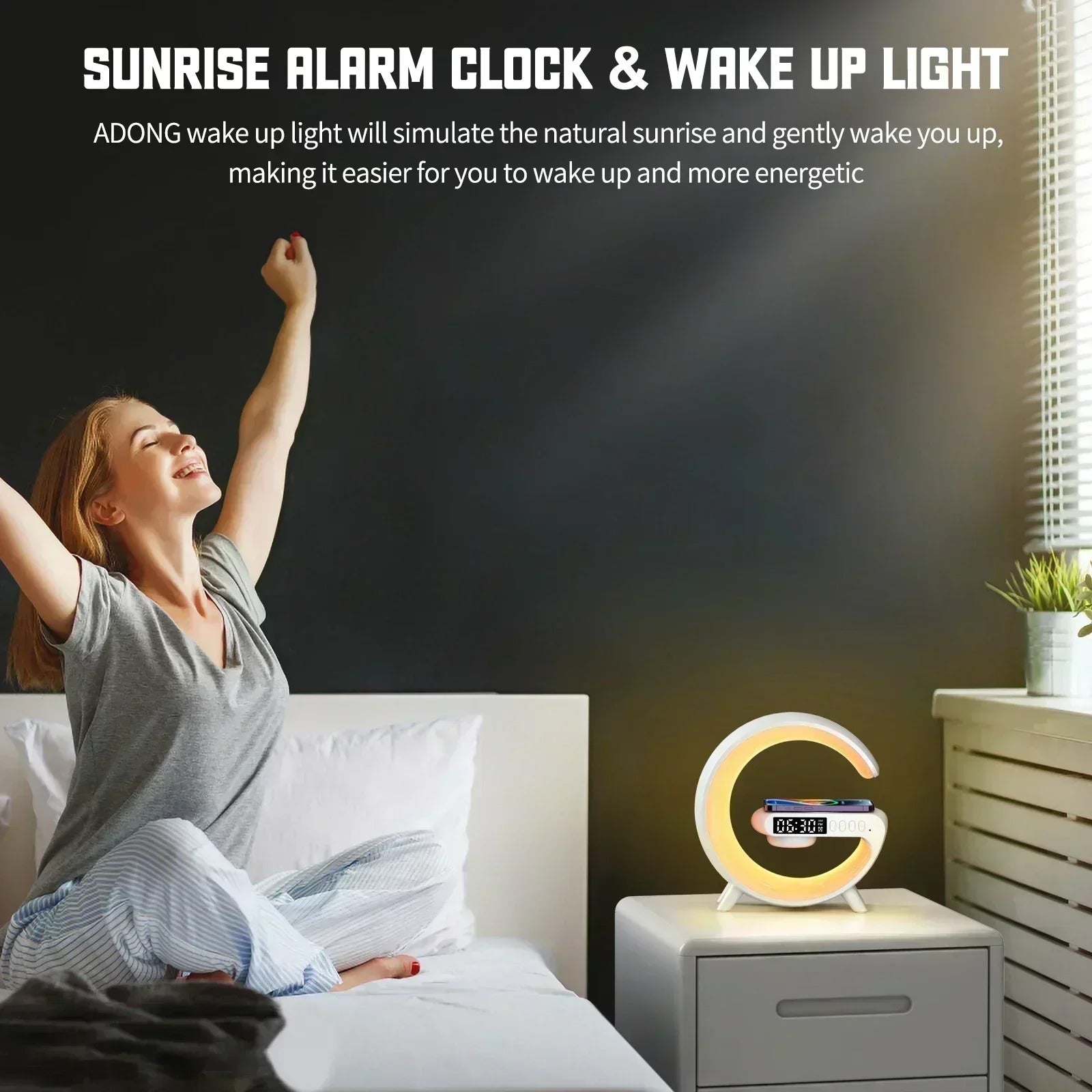 All-in-One Wireless Charger with Speaker, LED + Clock