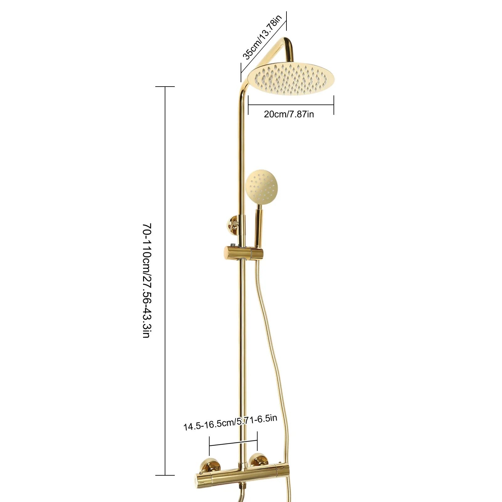 Luxe messing gouden Regenval douche set met Thermostatische Mengkraan