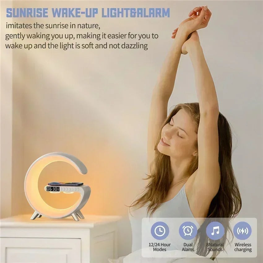 All-in-One Wireless Charger with Speaker, LED + Clock