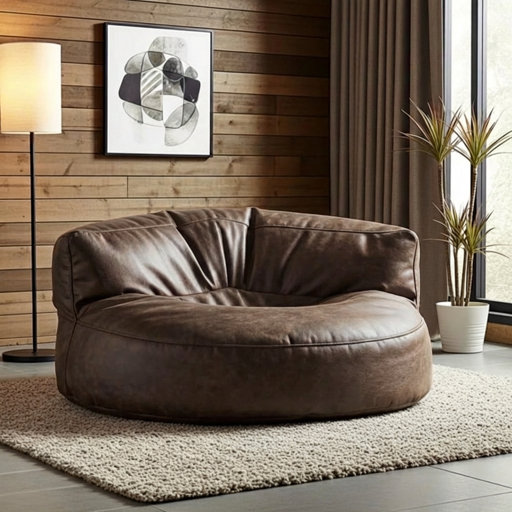 Wagrex – Loveseat Sitzsack Sessel Modern Rund Retro-Leder