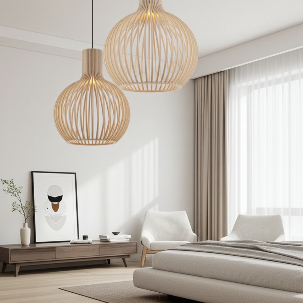 Country Style Wood Cage Hanging Lamp