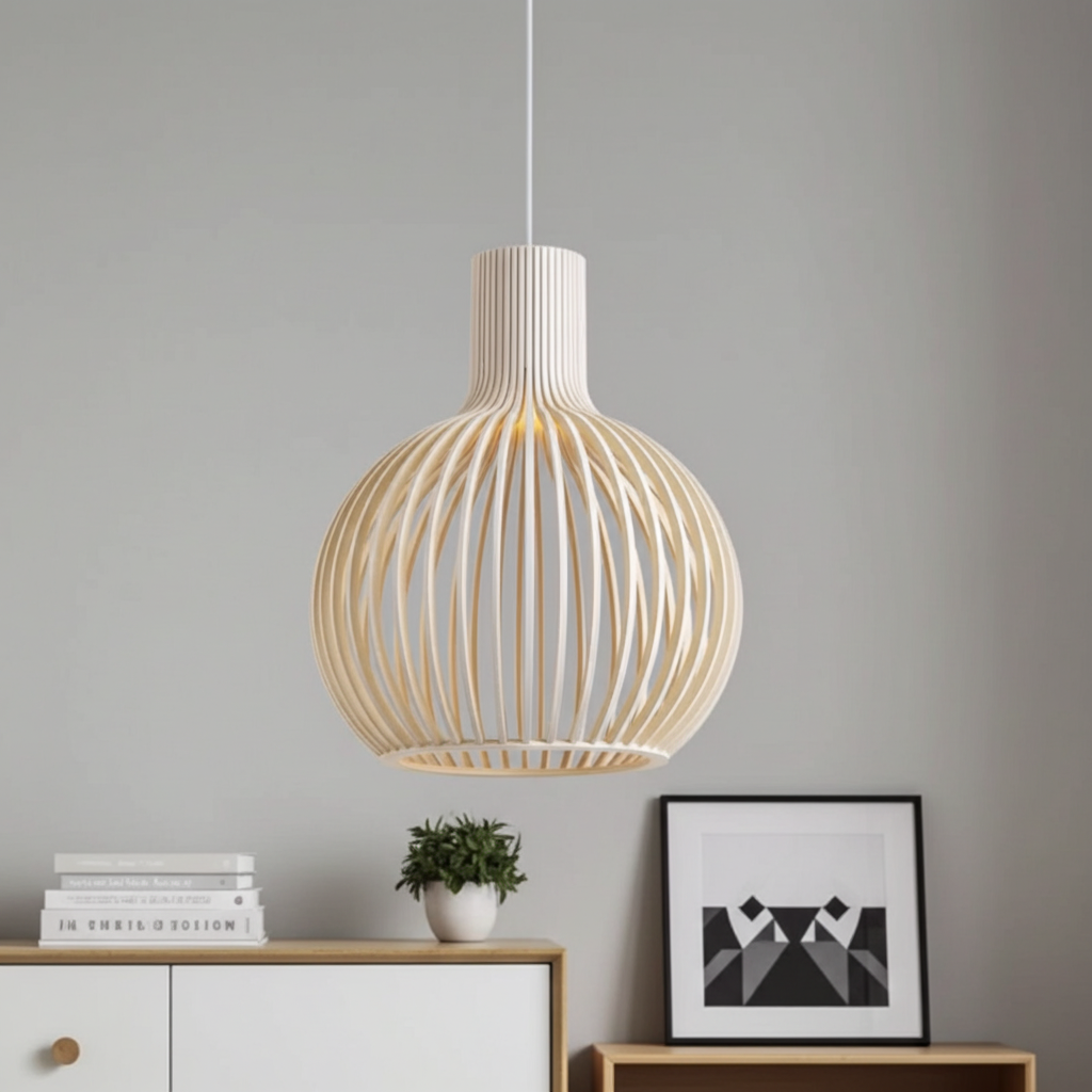 Country Style Wood Cage Hanging Lamp