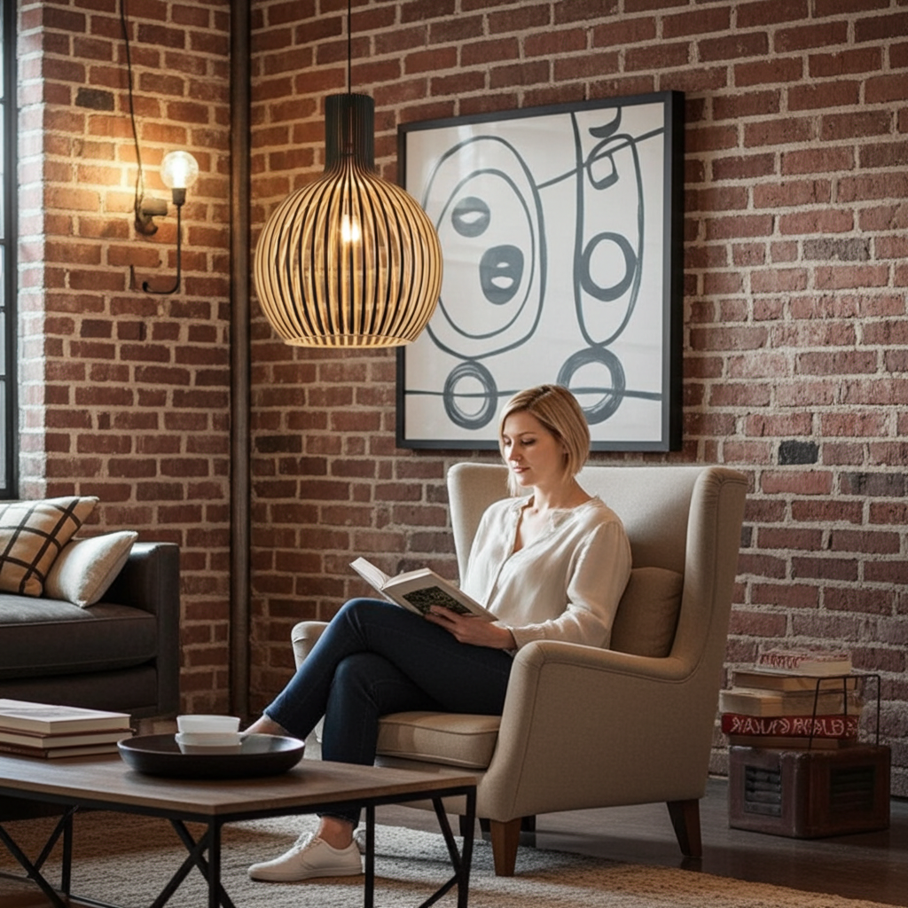 Country Style Wood Cage Hanging Lamp