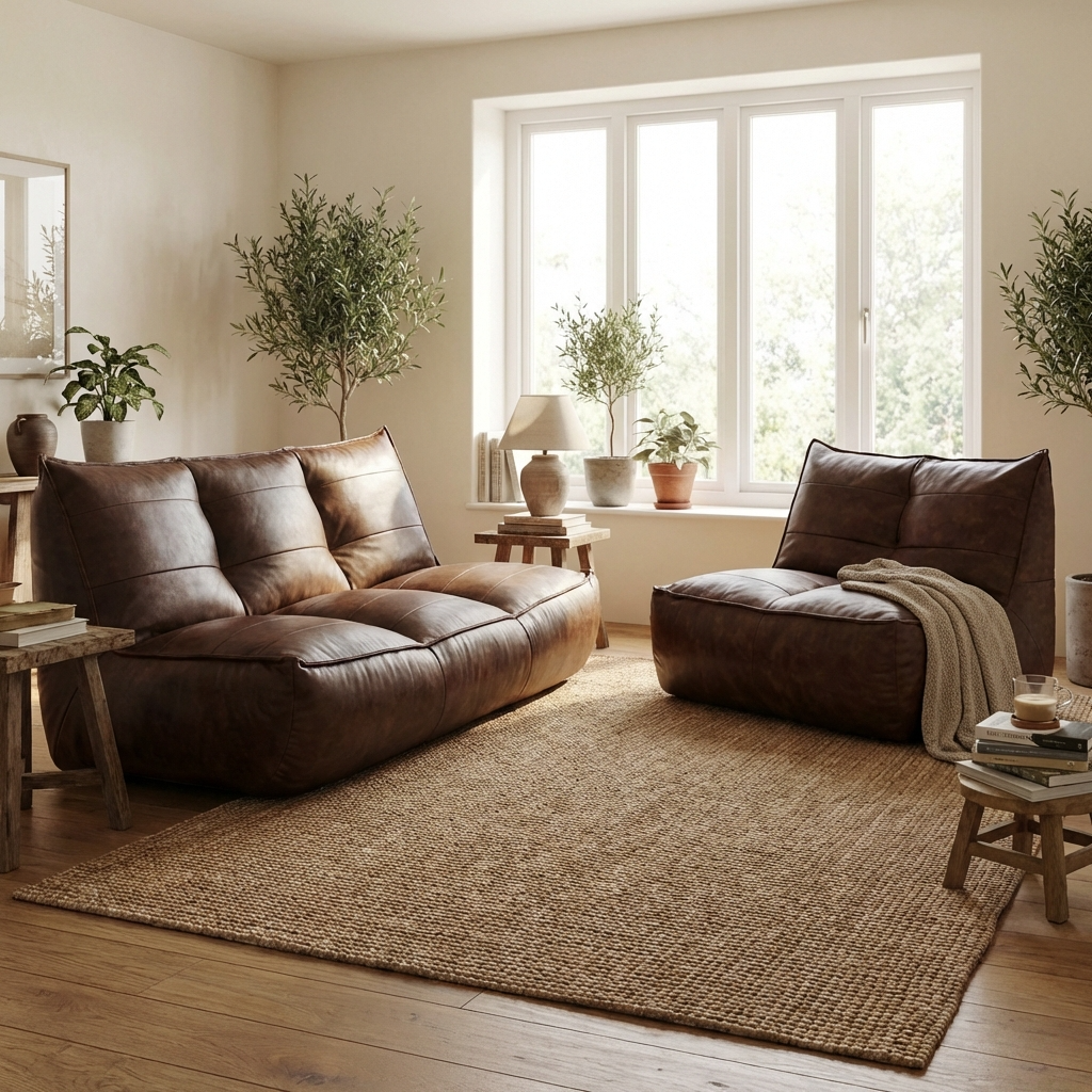 Wagrex - Couch Beanbag Rib Modern Retro-Leather