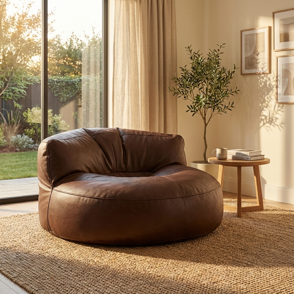 Wagrex – Loveseat Sitzsack Sessel Modern Rund Retro-Leder