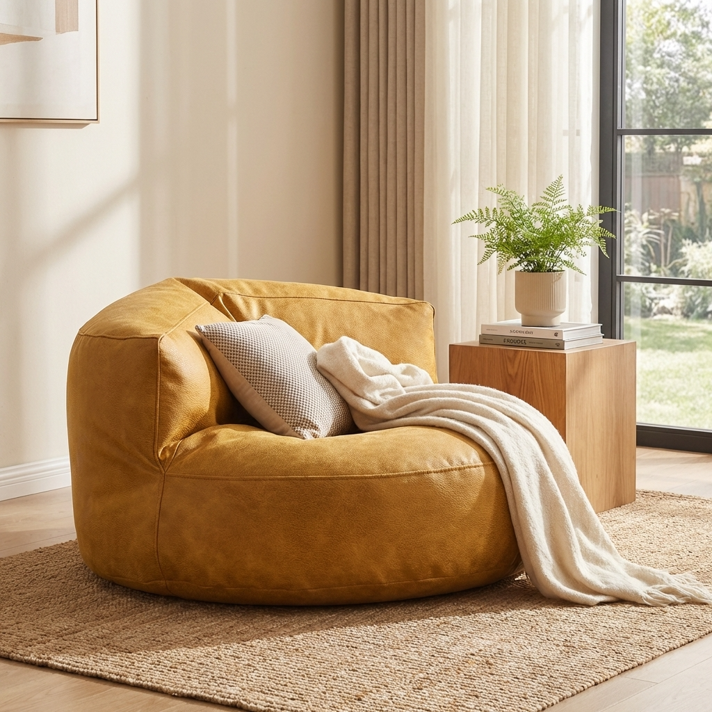 Wagrex – Loveseat Sitzsack Sessel Modern Rund Retro-Leder