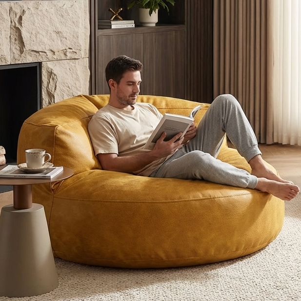 Wagrex – Loveseat Sitzsack Sessel Modern Rund Retro-Leder