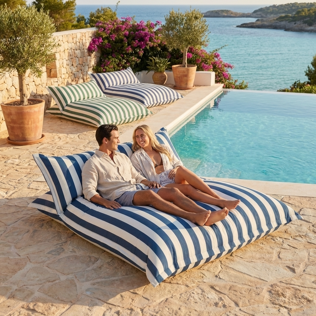 Chaise longue beanbag outdoor stripes