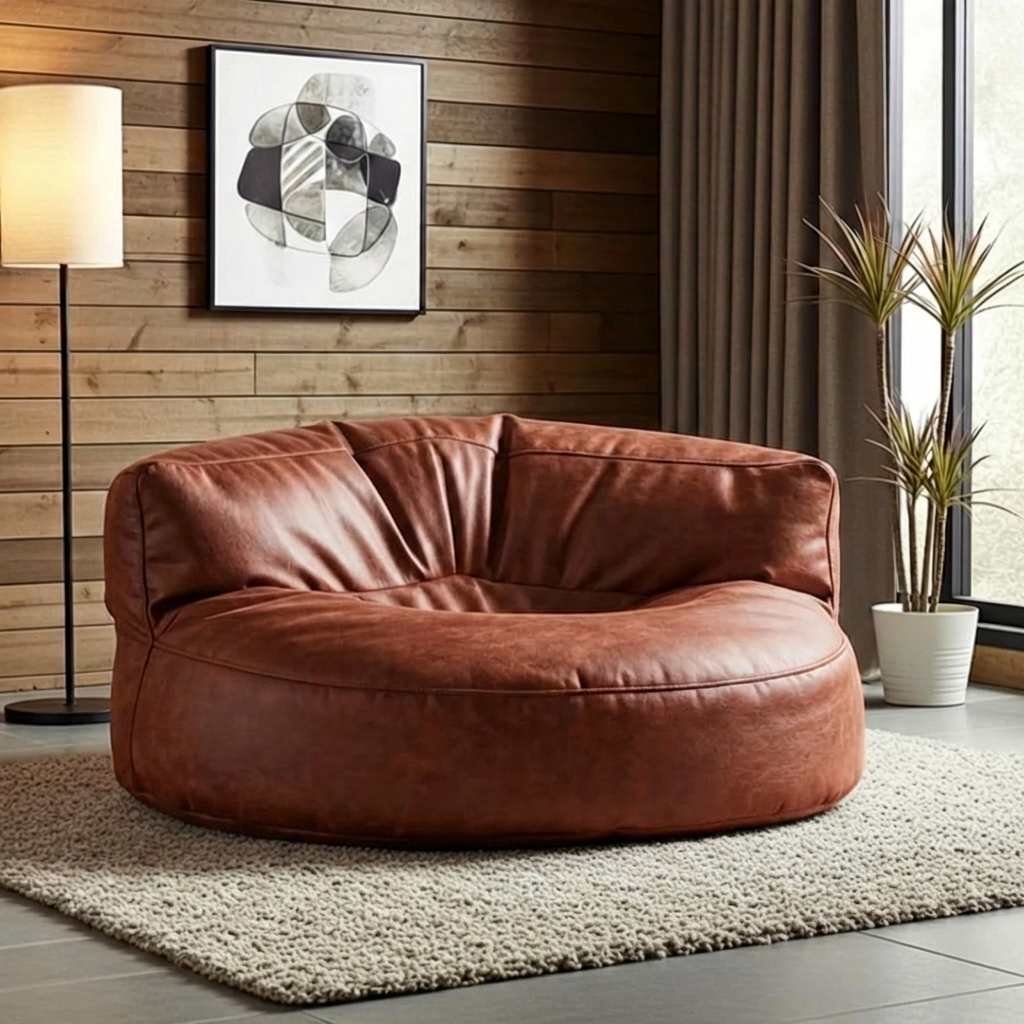 Wagrex – Loveseat Sitzsack Sessel Modern Rund Retro-Leder