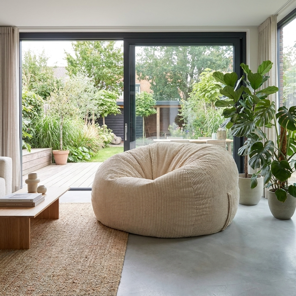 Big XXL BeanBag – Ribbed Corduroy Fabric Grijs