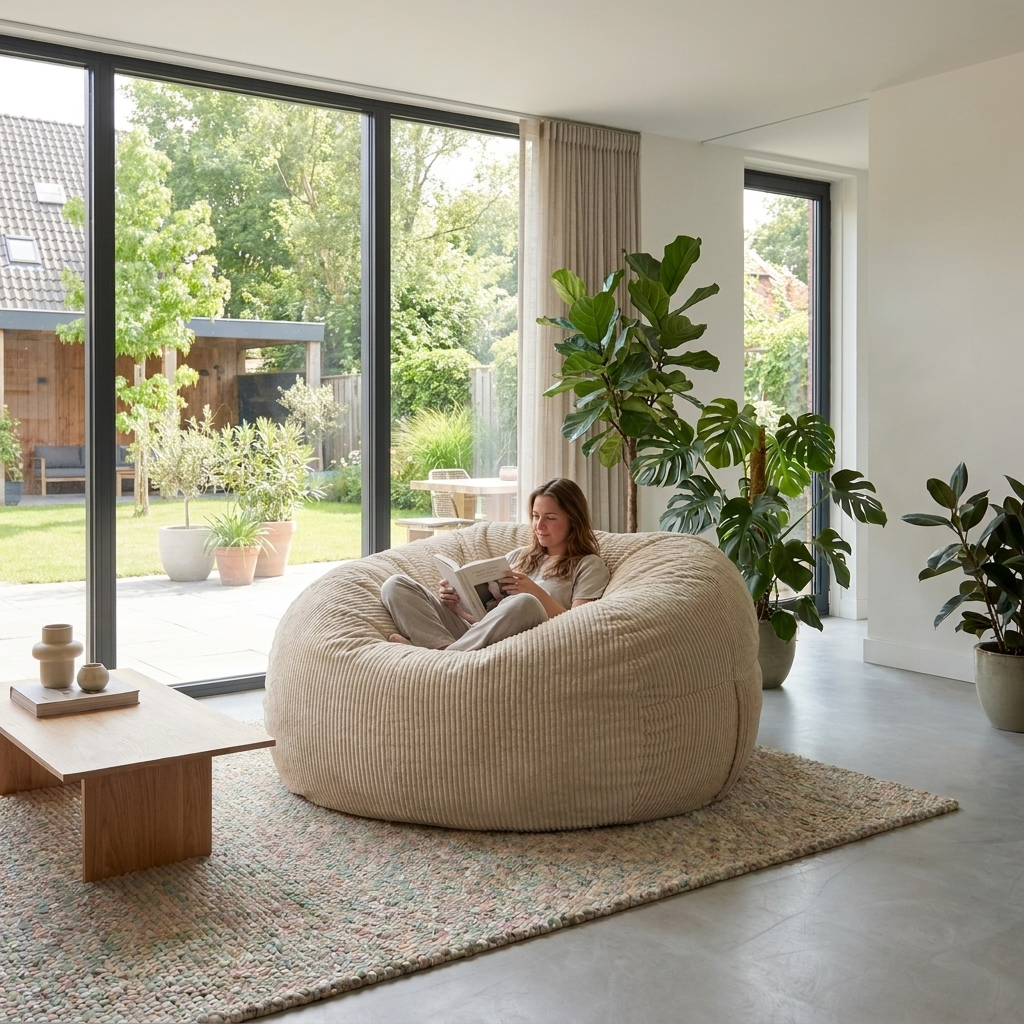 Big XXL BeanBag – Ribbed Corduroy Fabric Grijs