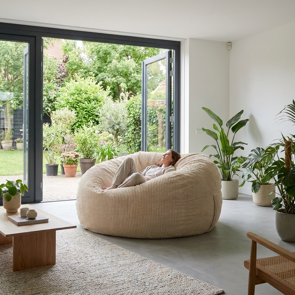 Big XXL BeanBag – Ribbed Corduroy Fabric Grijs