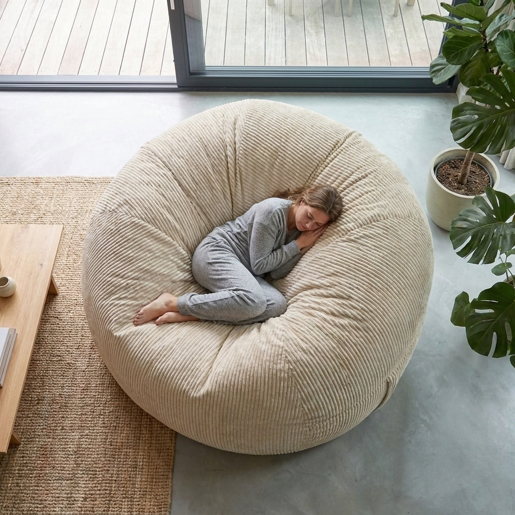 Big XXL BeanBag – Ribbed Corduroy Fabric Grijs