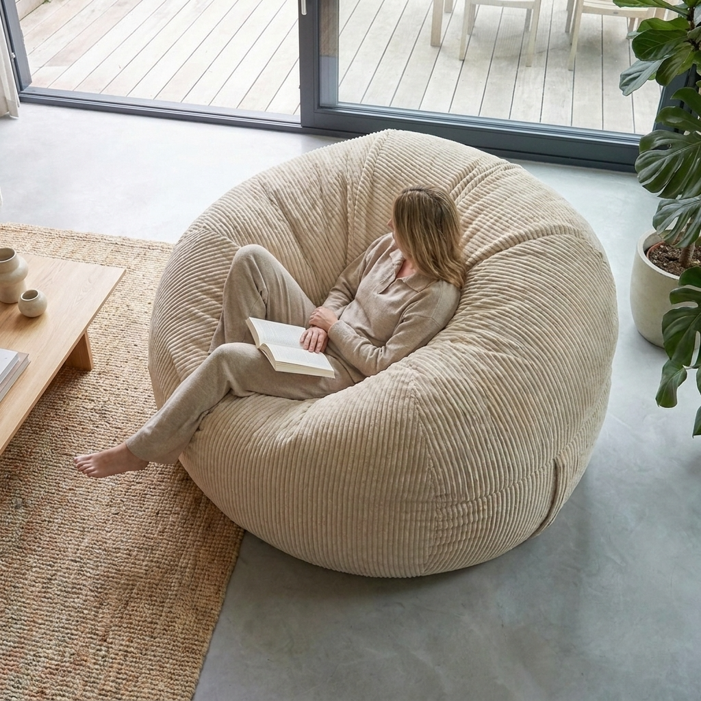 Big XXL BeanBag – Ribbed Corduroy Fabric Grijs