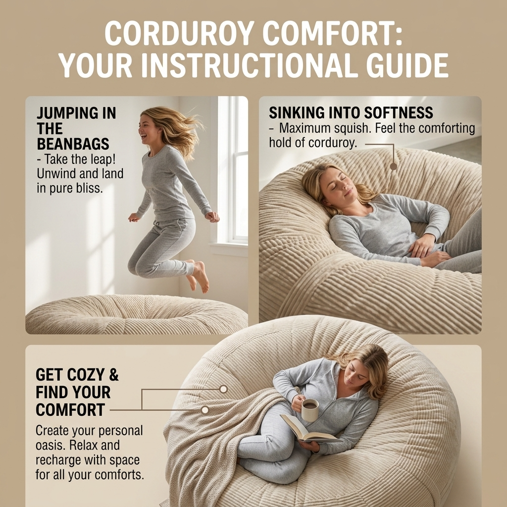 Big XXL BeanBag – Ribbed Corduroy Fabric Grijs