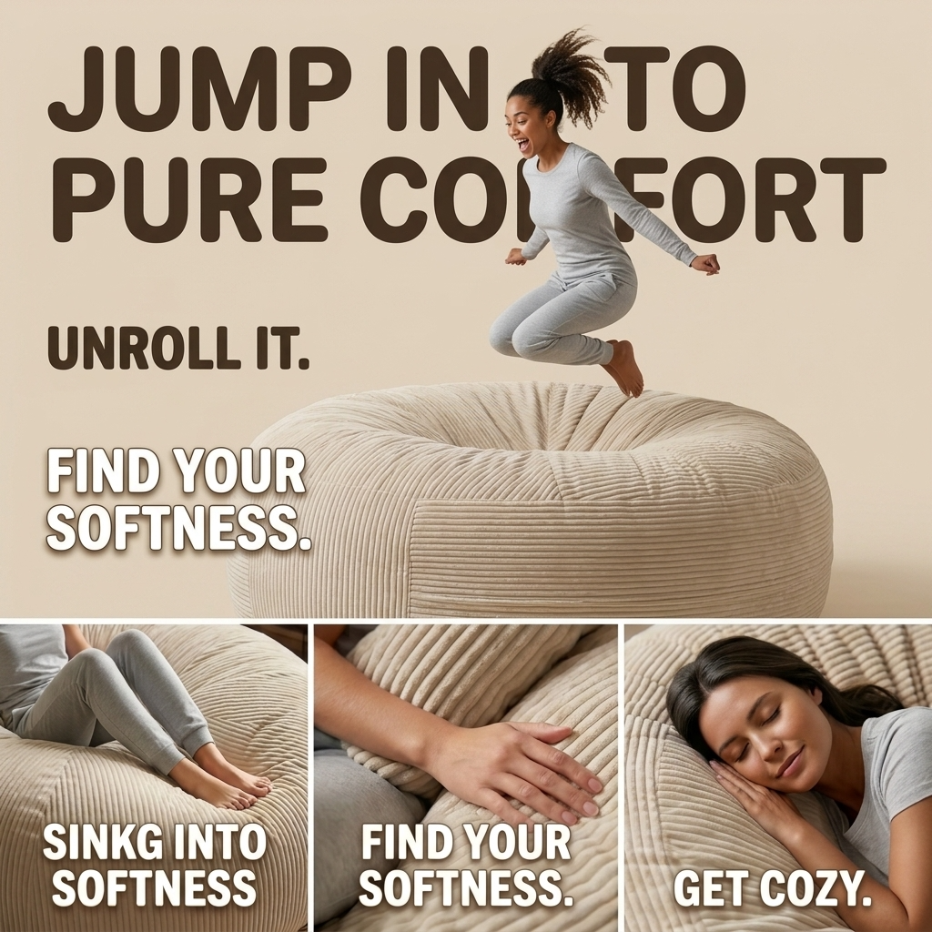 Big XXL BeanBag – Ribbed Corduroy Fabric Grijs