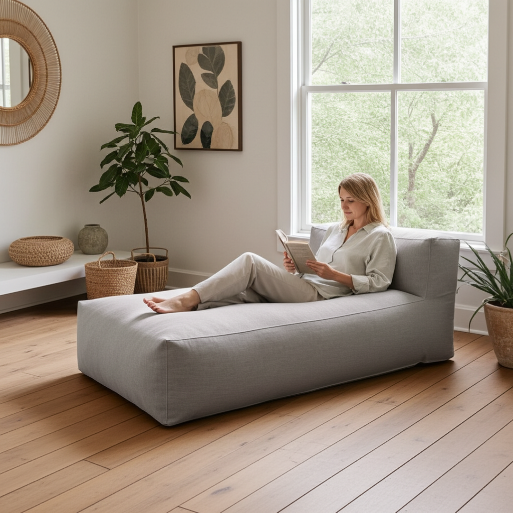 Wagrex - Beanbag Chaise Longue - Cotton Linen