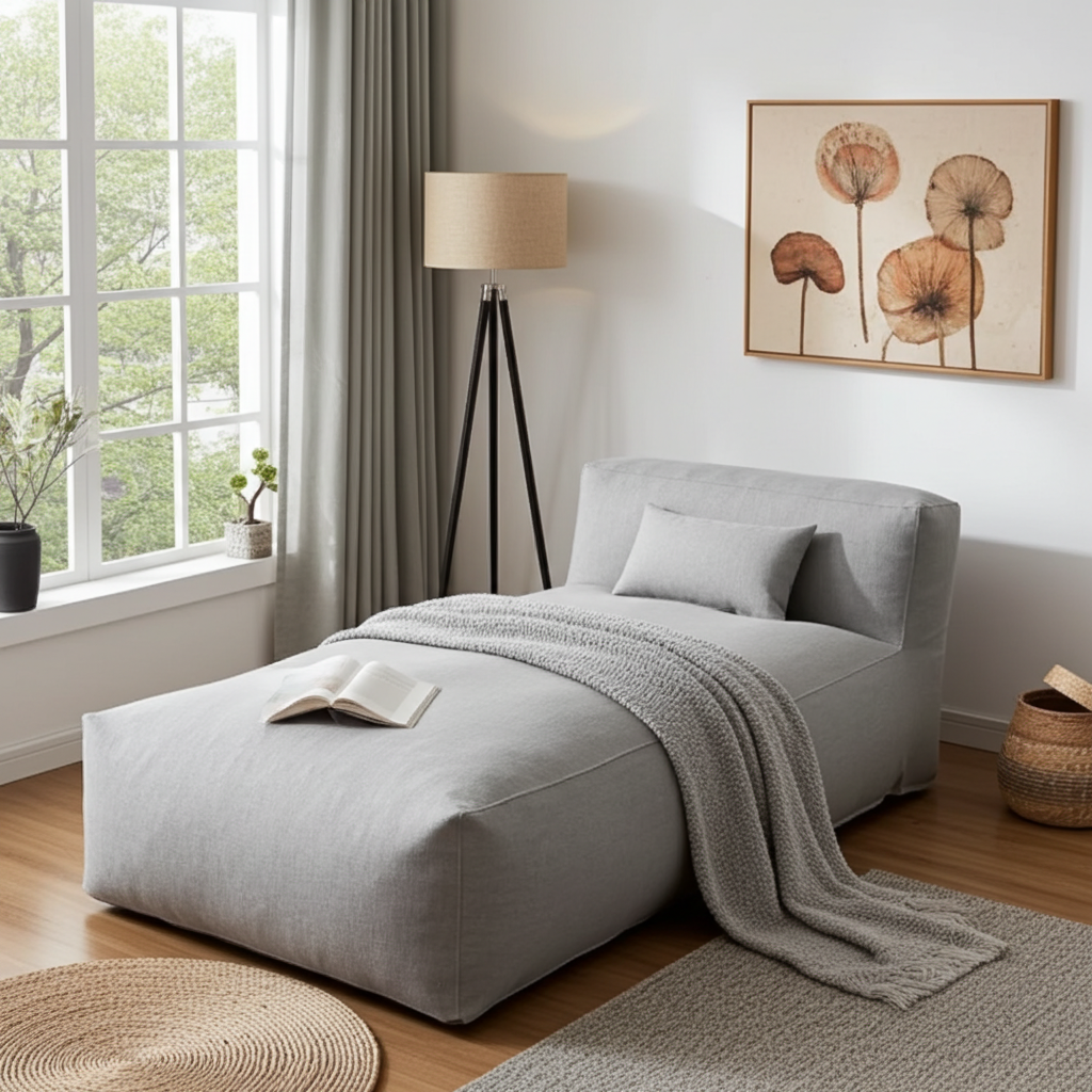 Wagrex - Beanbag Chaise Longue - Cotton Linen