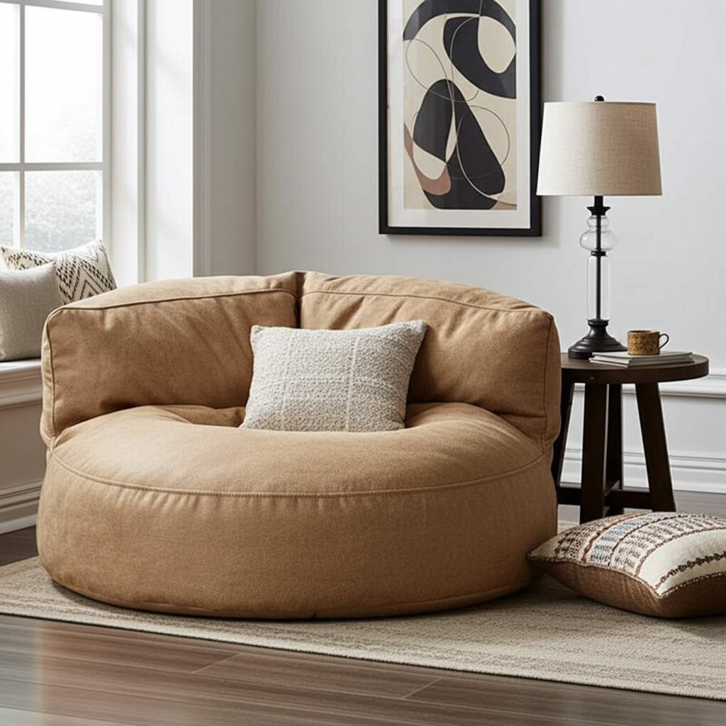 Wagrex – Loveseat Sitzsack Sessel Modern Rund Retro-Leder