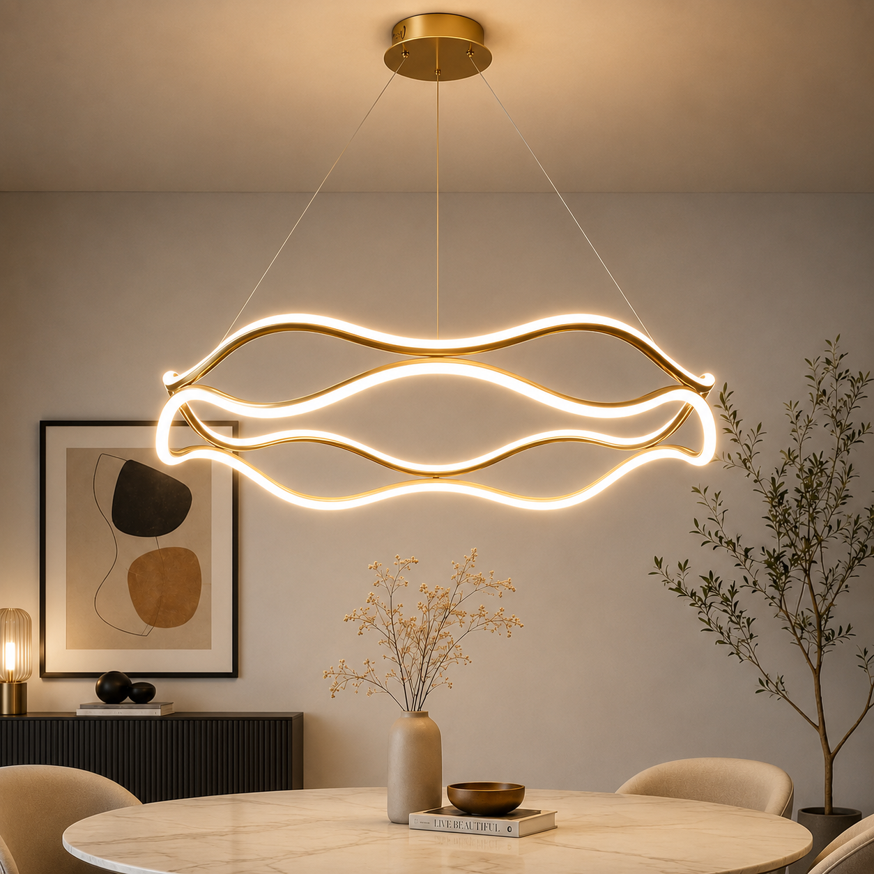 ORBIT Runde LED-Ring Pendelleuchte – Luxus-Kronleuchter für Wohnzimmer, Schlafzimmer & Esszimmer