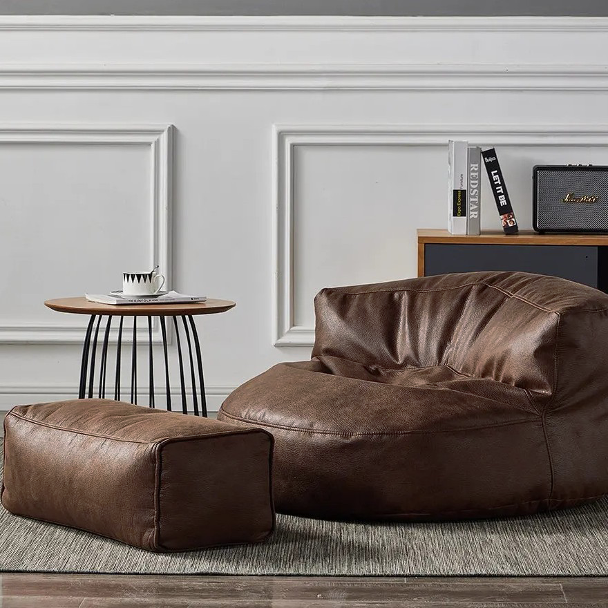 Wagrex – Loveseat Sitzsack Sessel Modern Rund Retro-Leder