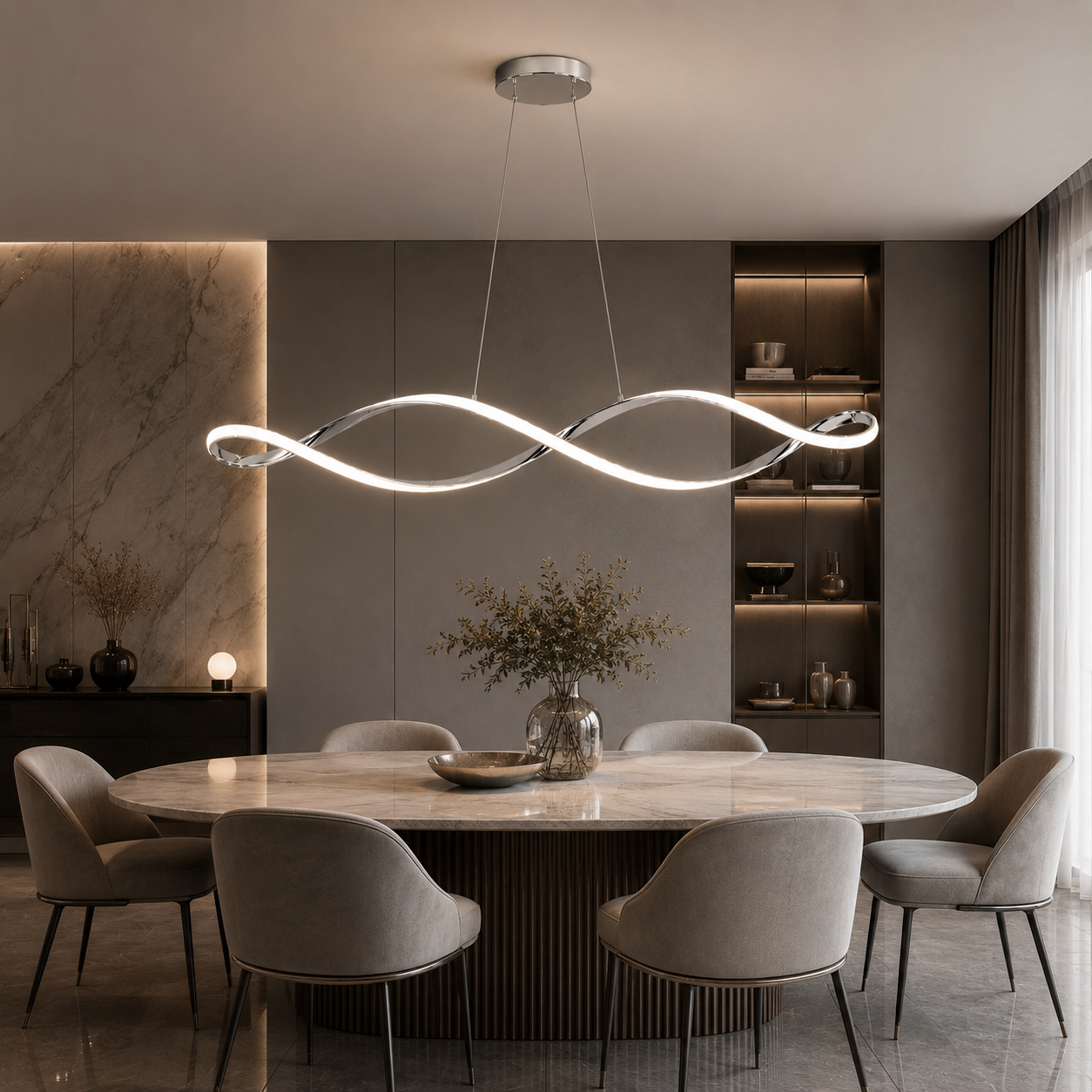 Geschwungene moderne LED-Pendelleuchte
