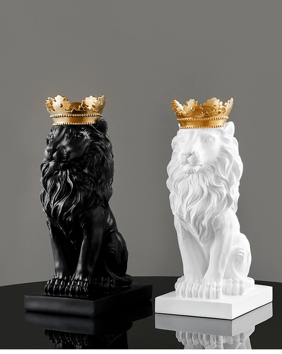 Hars leeuwenbeeld kroon leeuwen sculptuur - Act Design Shop