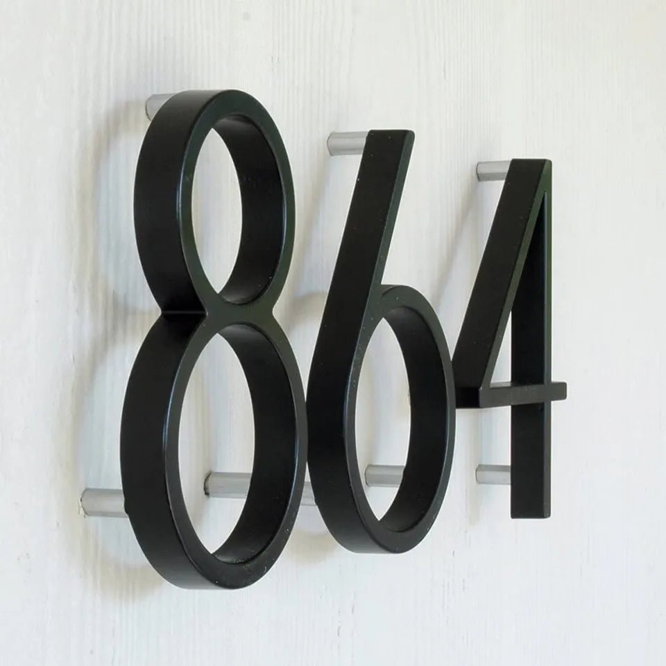 Huisnummerbordje Aluminium - Huisnummer bord zwart - Met ABC 12,5cm - Act Design Shop