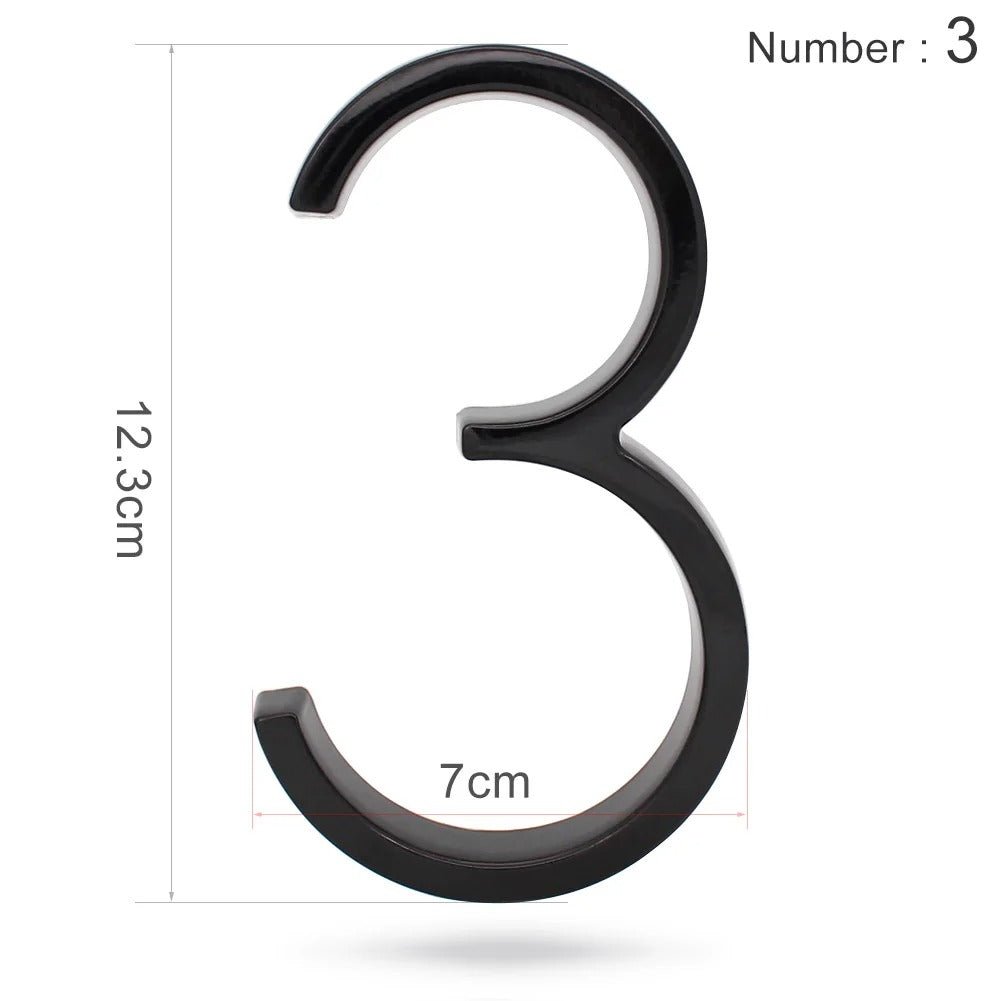 Huisnummerbordje Aluminium - Huisnummer bord zwart - Met ABC 12,5cm - Act Design Shop