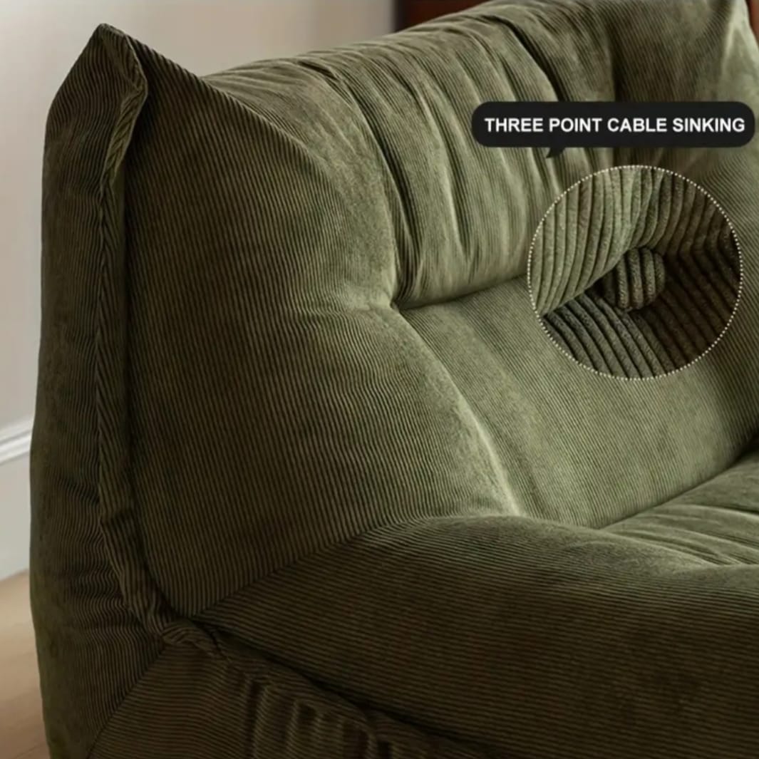 Luxurious Olive Green Corduroy Lounge Chair - Act Design Shop