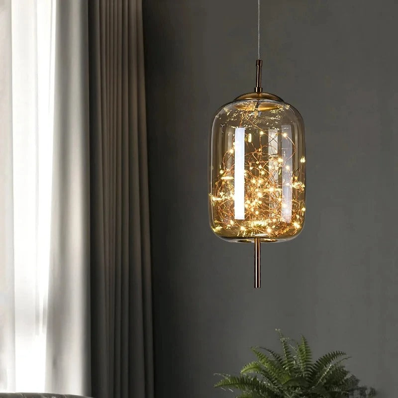 Modern LED Glass Pendant Ceiling Light – Stylish Metal Design