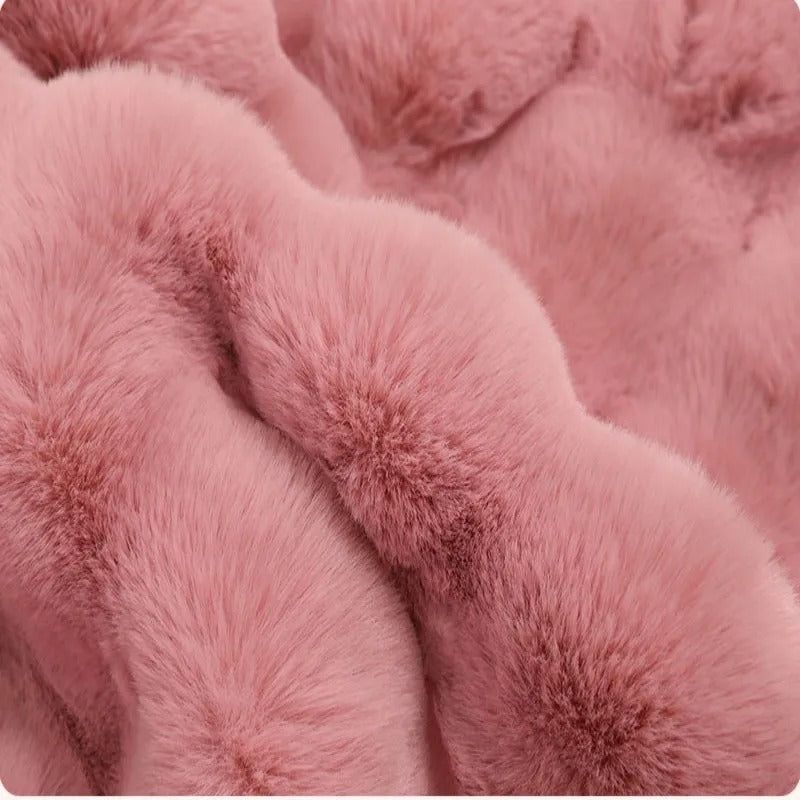 Luxury Faux Rabbit Fur Rectangular Rug