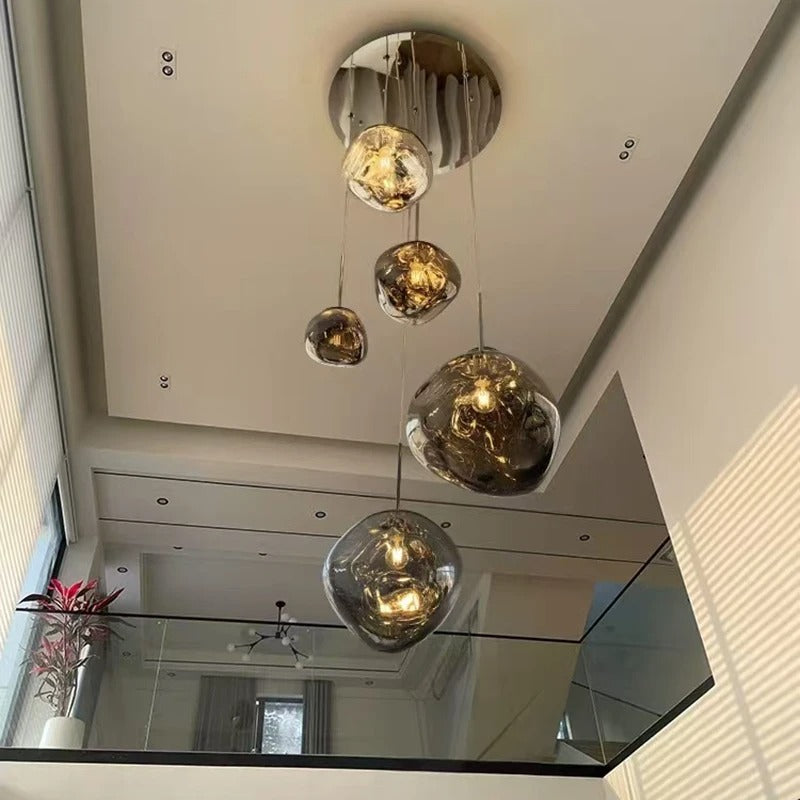 Scandinavian Molded Glass Globe Pendant Light
