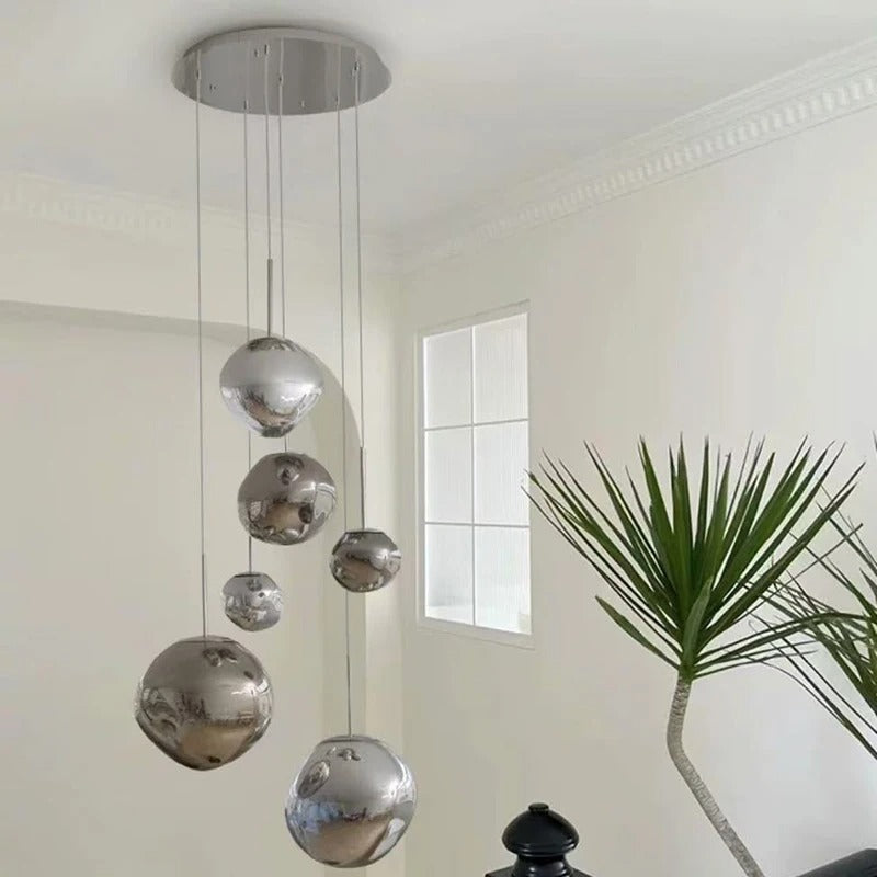 Scandinavian Molded Glass Globe Pendant Light