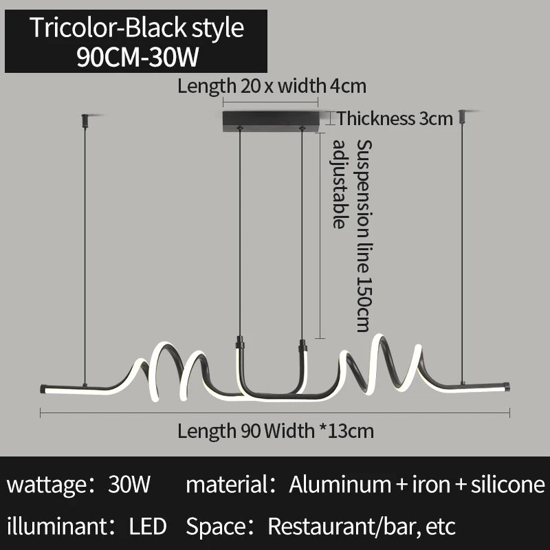 Modern Black LED Pendant Light – Minimalist Design for Dining Room and Living Room